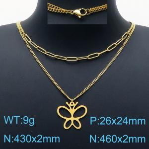 SS Gold-Plating Necklace - KN201244-Z