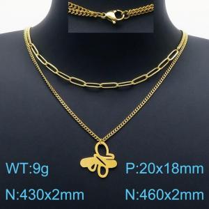 SS Gold-Plating Necklace - KN201246-Z