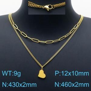 SS Gold-Plating Necklace - KN201248-Z