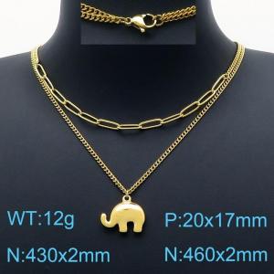 SS Gold-Plating Necklace - KN201254-Z