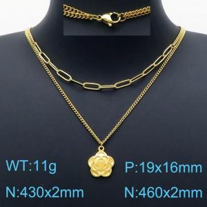 SS Gold-Plating Necklace - KN201256-Z