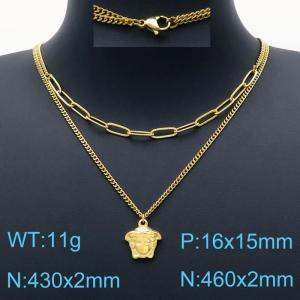 SS Gold-Plating Necklace - KN201258-Z