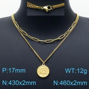 SS Gold-Plating Necklace - KN201260-Z