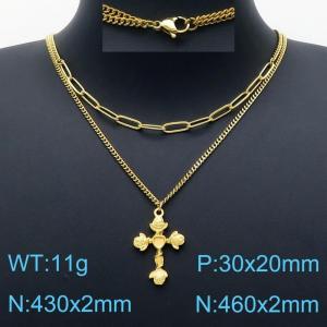 SS Gold-Plating Necklace - KN201264-Z