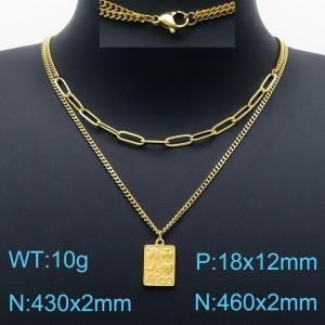 SS Gold-Plating Necklace - KN201266-Z