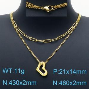 SS Gold-Plating Necklace - KN201279-Z