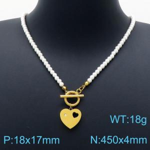 SS Gold-Plating Necklace - KN201337-TJG