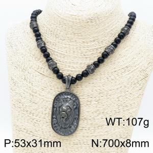 Stainless Steel Black-plating Necklace - KN201370-KJX