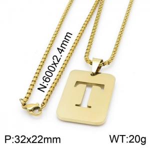 SS Gold-Plating Necklace - KN201446-TK