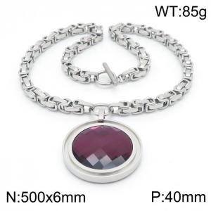Stainless Steel Stone Necklace - KN201464-Z