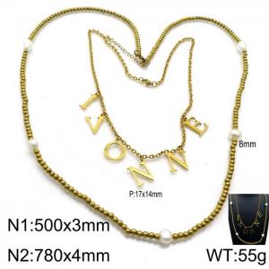 SS Gold-Plating Necklace - KN201503-Z