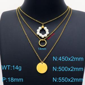 SS Gold-Plating Necklace - KN201883-Z