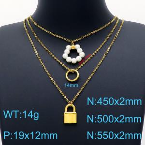SS Gold-Plating Necklace - KN201893-Z
