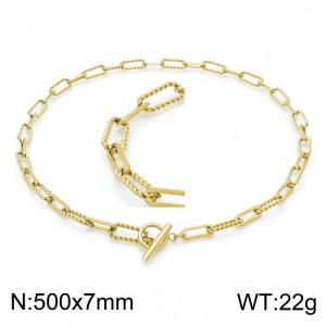 SS Gold-Plating Necklace - KN202055-Z