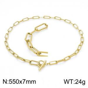 SS Gold-Plating Necklace - KN202056-Z