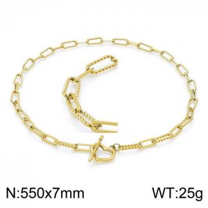 SS Gold-Plating Necklace - KN202064-Z