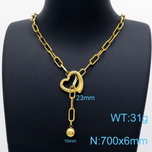 Wholesale Heart Beaded Necklaces 18K Gold Plated Stainless Steel Necklace Jewelry For Women - KN202207-Z