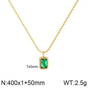 Stainless Steel Stone Necklace - KN202233-WGML