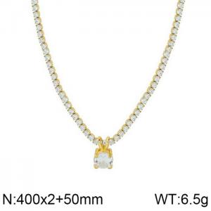Stainless Steel Stone Necklace - KN202238-WGML