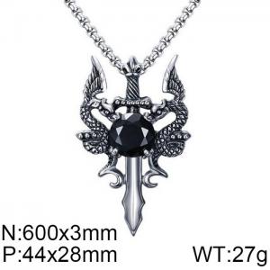 Stainless Steel Stone Necklace - KN202275-WGSF