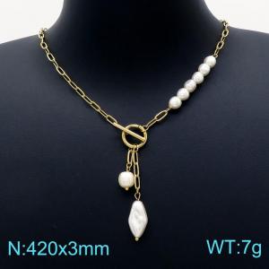 SS Gold-Plating Necklace - KN202385-SP