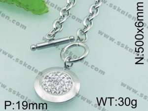 Stainless Steel Stone & Crystal Necklace - KN20249-Z