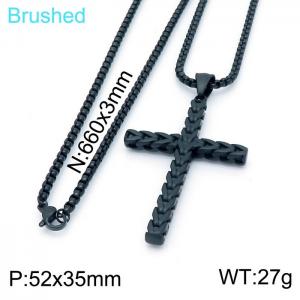 Stainless Steel Black-plating Necklace - KN202575-KFC