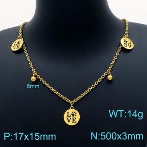 SS Gold-Plating Necklace - KN202616-Z