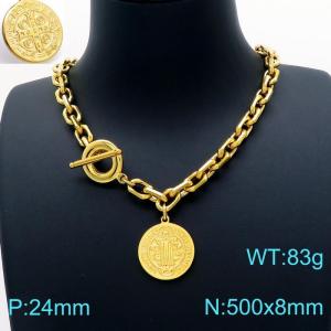 SS Gold-Plating Necklace - KN202636-Z