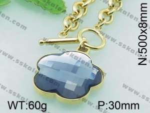 Stainless Steel Stone & Crystal Necklace - KN20265-Z