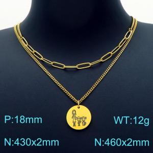 SS Gold-Plating Necklace - KN202928-Z