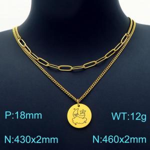 SS Gold-Plating Necklace - KN202932-Z