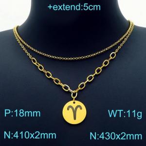 SS Gold-Plating Necklace - KN202936-Z