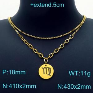 SS Gold-Plating Necklace - KN202942-Z
