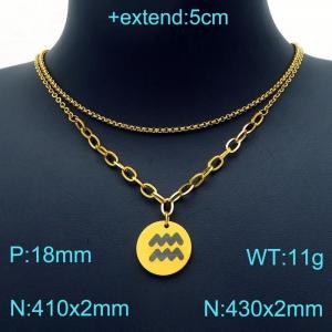SS Gold-Plating Necklace - KN202956-Z