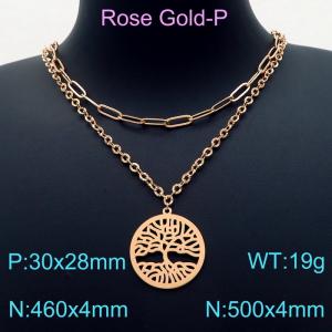 SS Rose Gold-Plating Necklace - KN203300-KFC