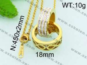 Stainless Steel Stone & Crystal Necklace - KN21013-K