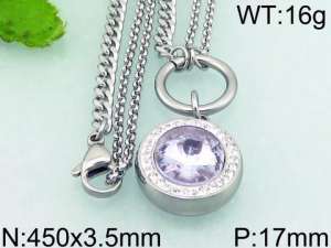 Stainless Steel Stone & Crystal Necklace - KN21756-Z