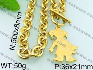 SS Gold-Plating Necklace - KN21910-Z