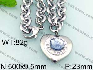 Stainless Steel Stone & Crystal Necklace - KN22189-Z