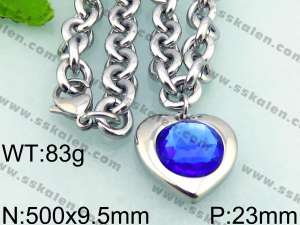Stainless Steel Stone & Crystal Necklace - KN22207-Z