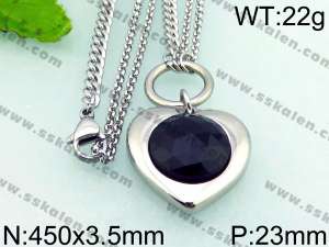 Stainless Steel Stone & Crystal Necklace - KN22223-Z