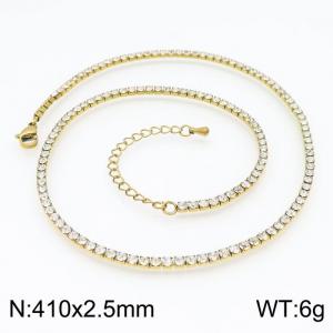 Stainless Steel Stone Necklace - KN225058-Z