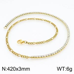 Stainless Steel Stone Necklace - KN225060-Z