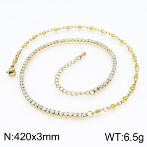 Stainless Steel Stone Necklace - KN225062-Z