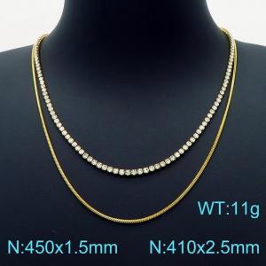 Stainless Steel Stone Necklace - KN225064-Z