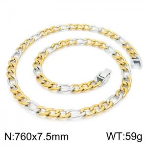 SS Gold-Plating Necklace - KN225217-Z