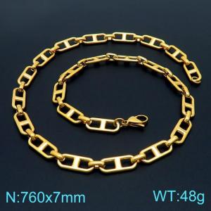 SS Gold-Plating Necklace - KN225259-Z