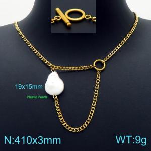SS Gold-Plating Necklace - KN226225-Z