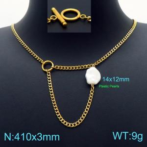 SS Gold-Plating Necklace - KN226229-Z